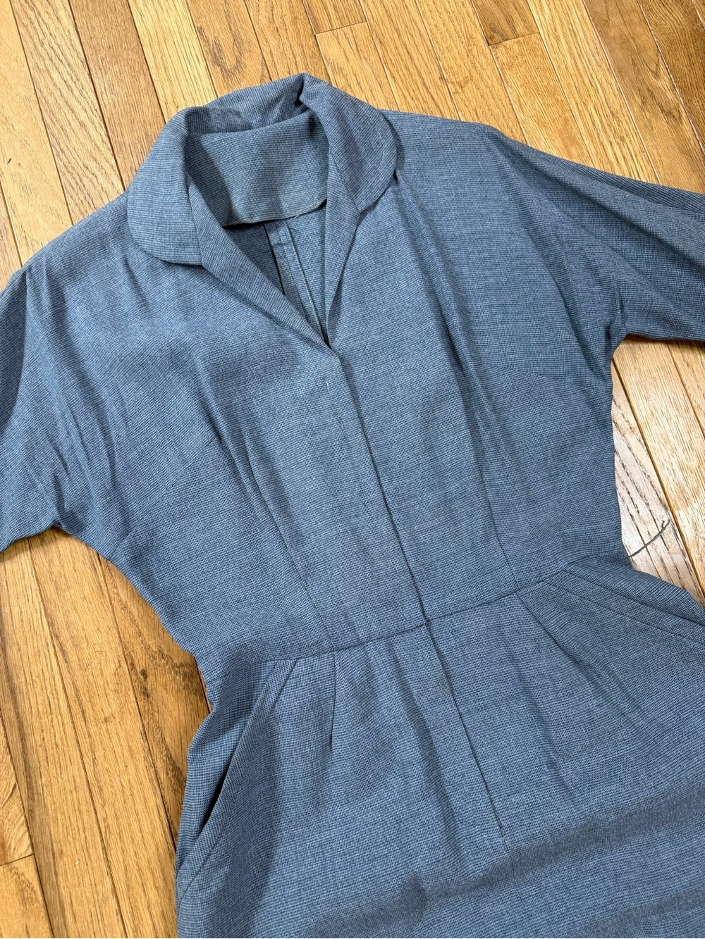 1950s Vintage Blue Gray Women's Sheath Dress